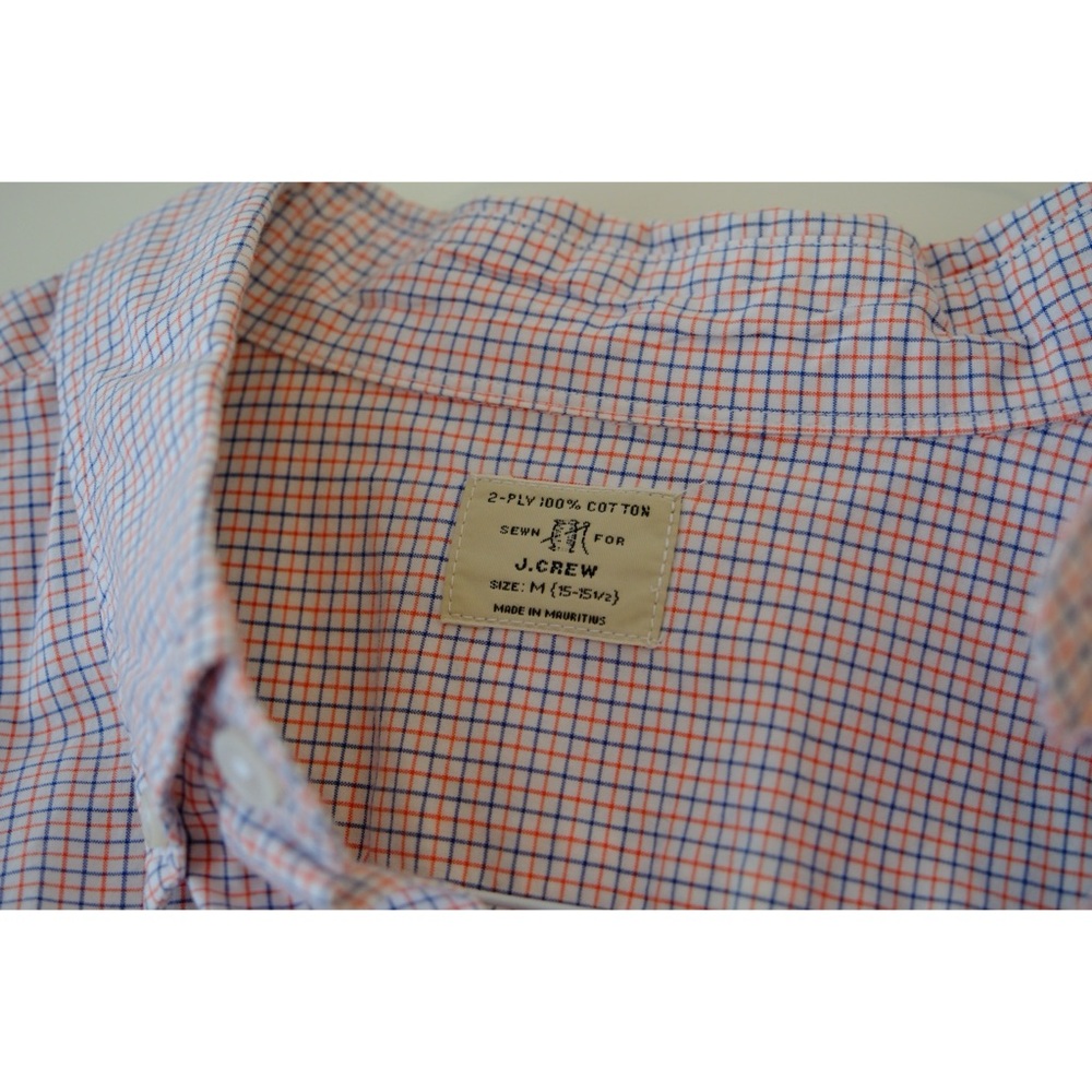 J. Crew Button Down Shirt Mens White Red Check Long Sleeve! Perfect for July 4th